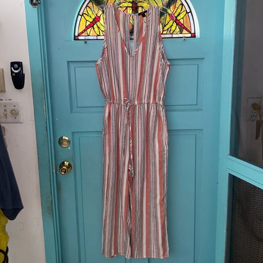 Striped Sleeveless Jumpsuit